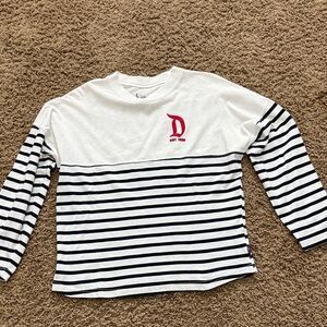 Disney White and Black Striped Long Sleeve Tee
